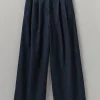 Cotton Hemp Denim Wide Leg Trousers