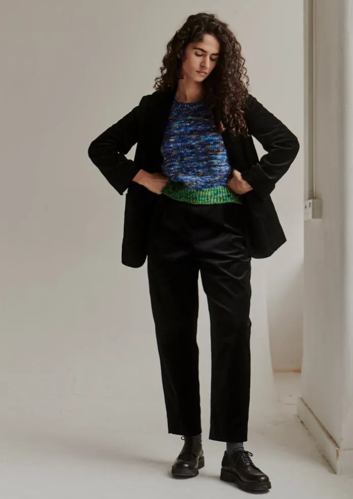Cotton Velvet Pleat Front Trousers