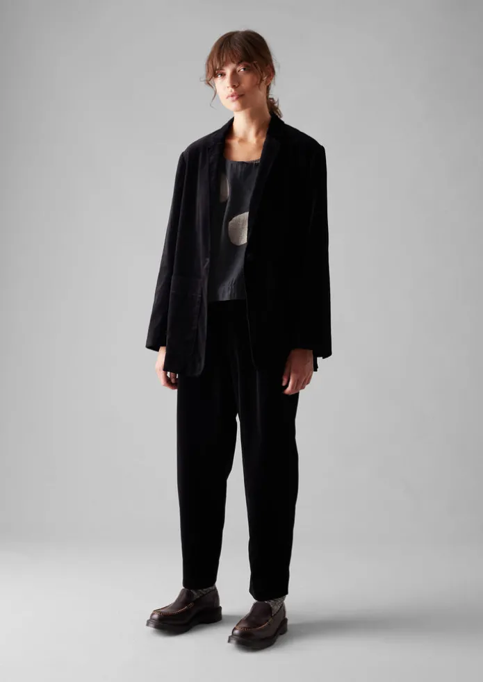 Cotton Velvet Pleat Front Trousers