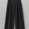 Cotton Wool Pleat Front Trousers