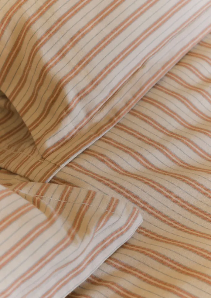 Ines Flannel Stripe Cotton Oxford Pillowcase Set