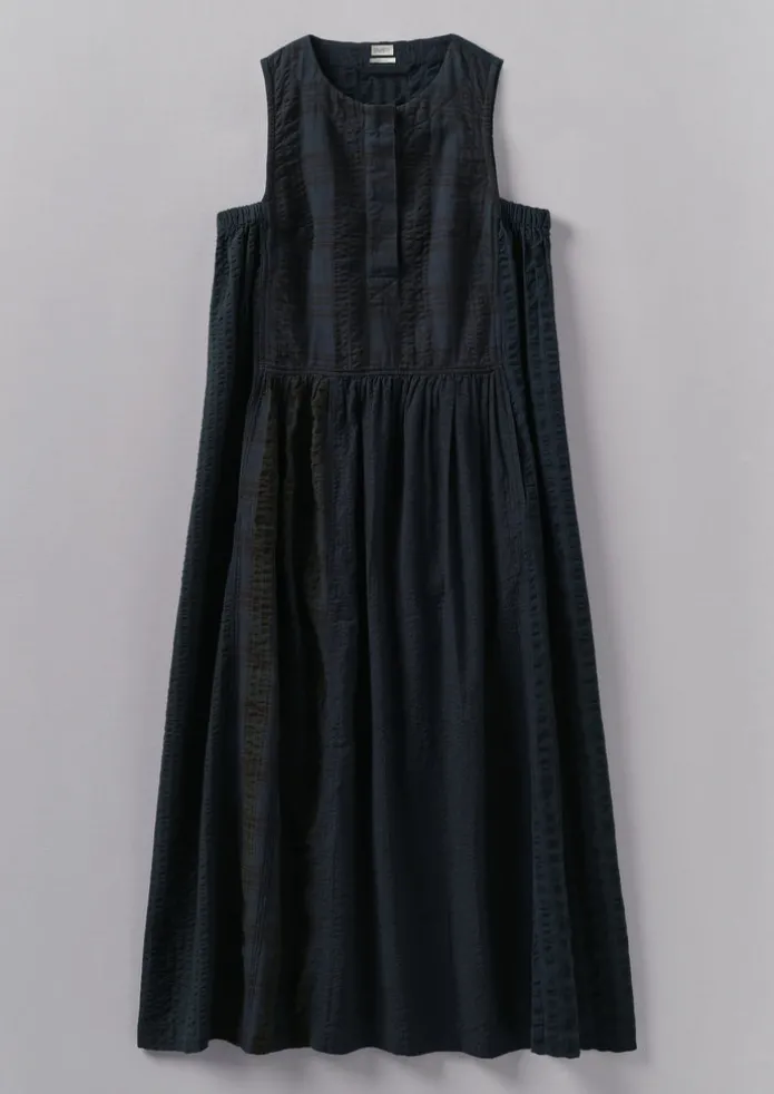 Overdyed Check Seersucker Dress