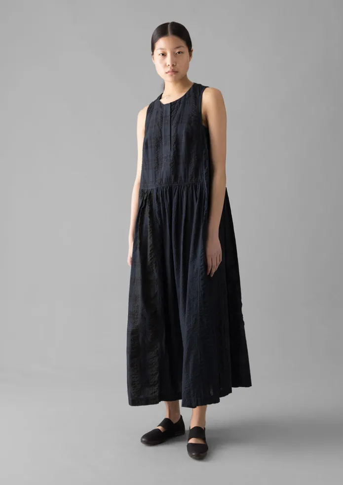 Overdyed Check Seersucker Dress