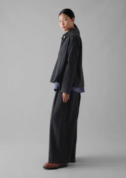 Seersucker Check Round Collar Jacket
