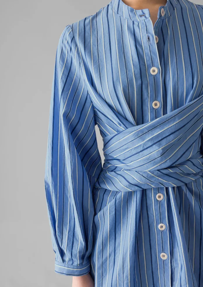 Stripe Poplin Wrap Front Shirt
