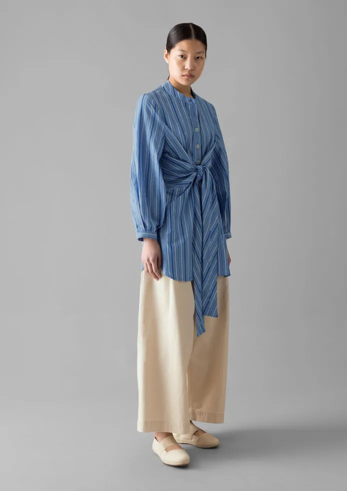 Stripe Poplin Wrap Front Shirt