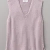 V-Neck Linen Cotton Knitted Tank